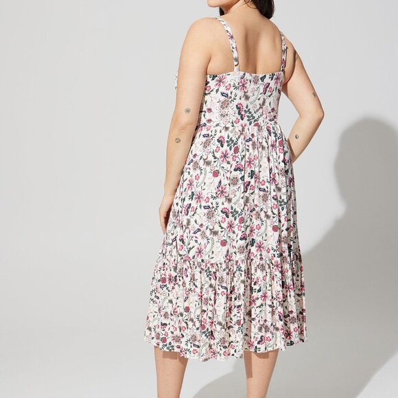 Torrid Midi Supersoft Tiered Tie Front Dress- NWT Size 1 - Picture 5 of 6